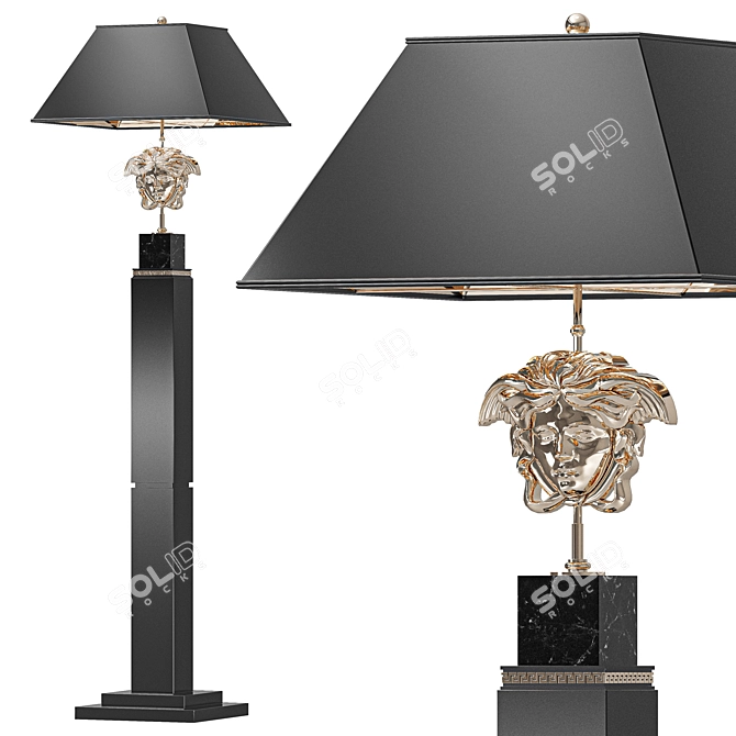Luxury Medusa Golden Metal Lamp 3D model image 1
