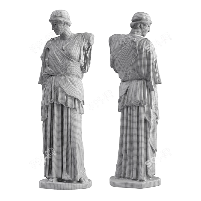 Athena Statue in Metal & Plaster 3D model image 6