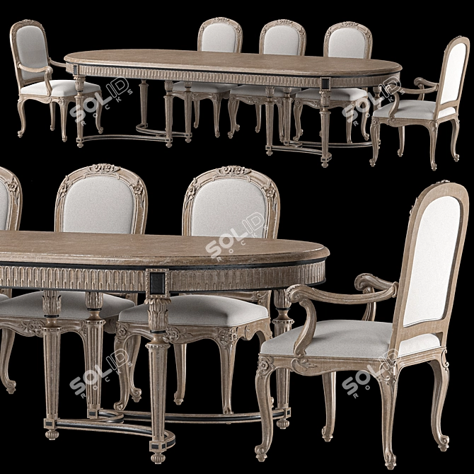 Floral Dining Set Art 1395 3D model image 1