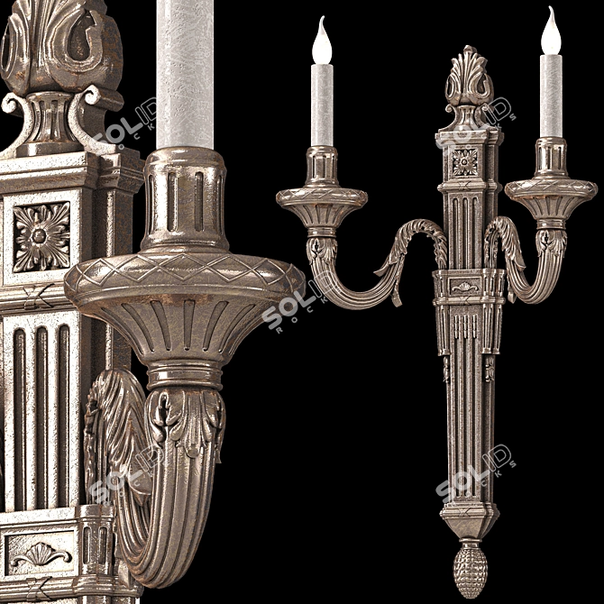 Louis XVI Noir et Argent Wall Light 3D model image 1