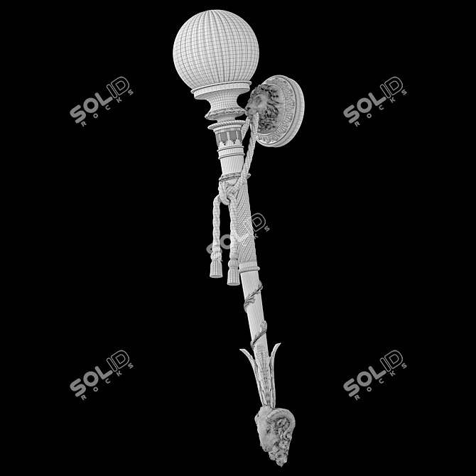 Lion Torch Wall Sconce 3D model image 4