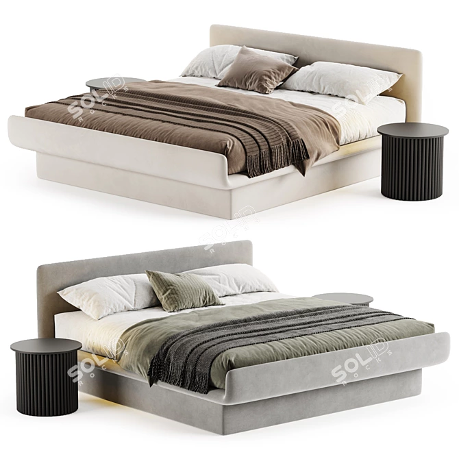 Elegant LILAS Bed: Stylish Comfort 3D model image 2