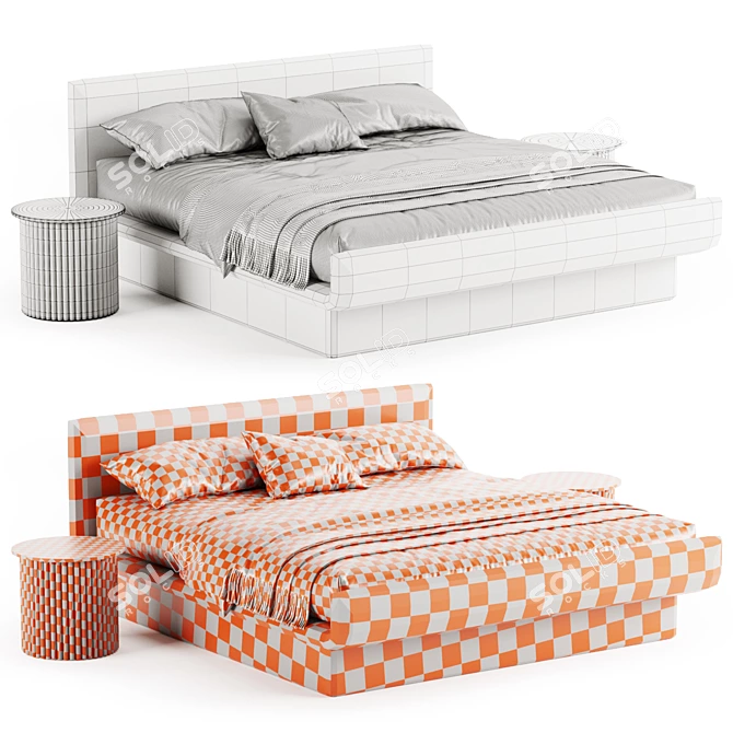 Elegant LILAS Bed: Stylish Comfort 3D model image 4