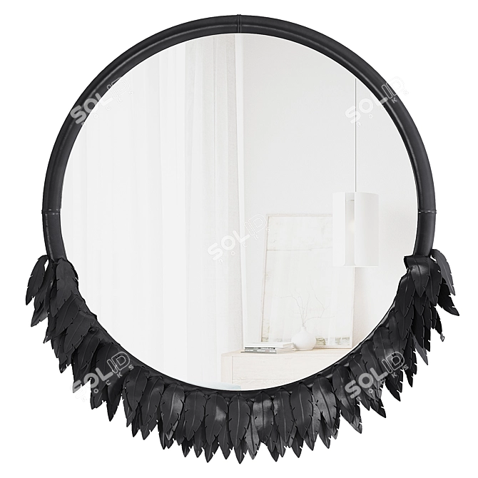 Boho Leather Feather Mirror 3D model image 1