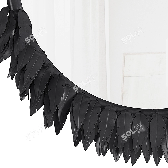 Boho Leather Feather Mirror 3D model image 2