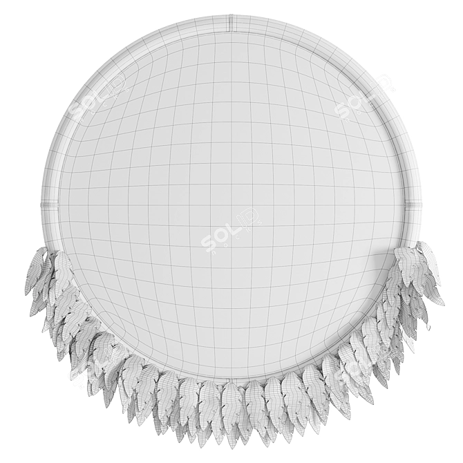 Boho Leather Feather Mirror 3D model image 3