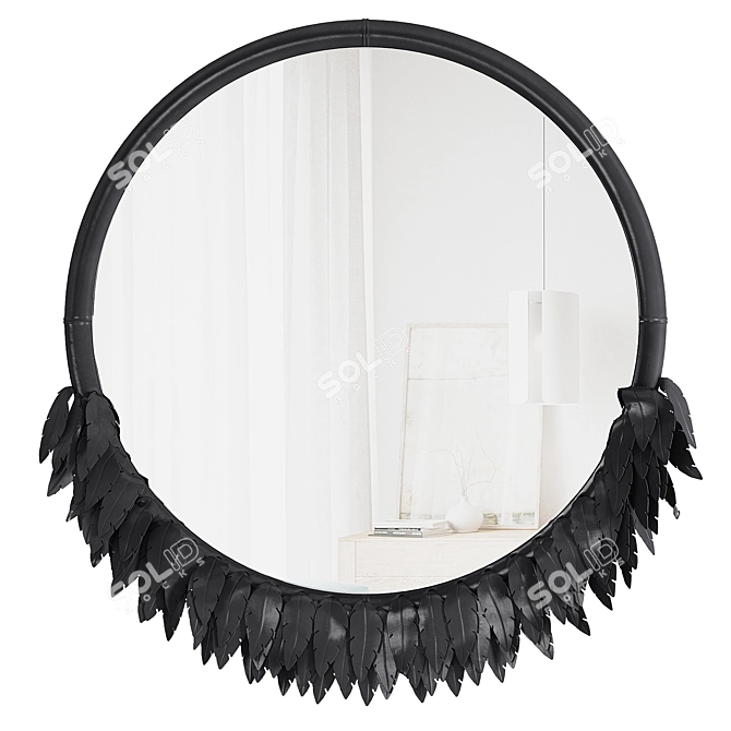 Boho Leather Feather Mirror 3D model image 4