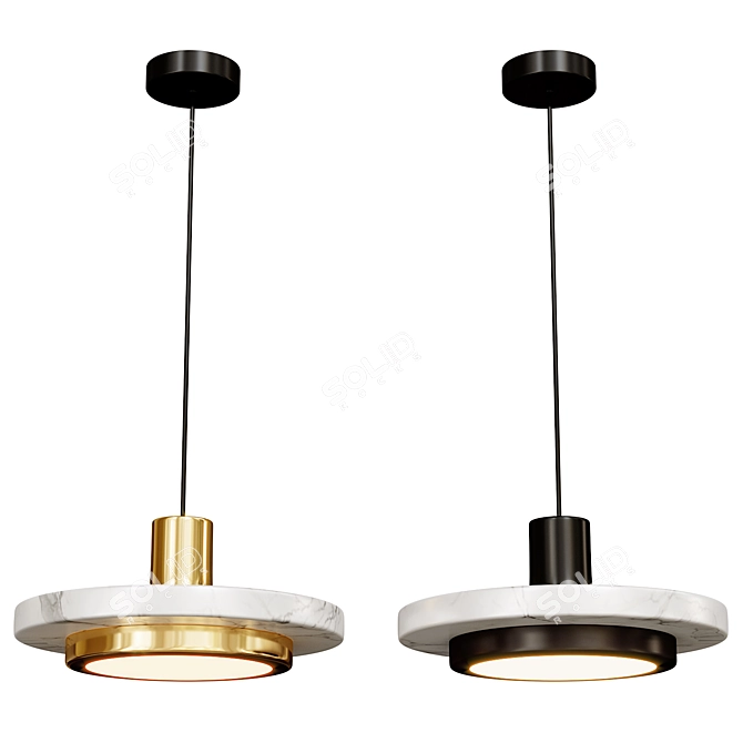 Modern Marble Ring Pendant Lamp 3D model image 2