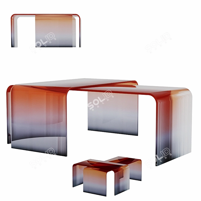 Colorful Gradient Glass Tables 3D model image 1