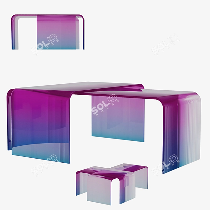 Colorful Gradient Glass Tables 3D model image 3