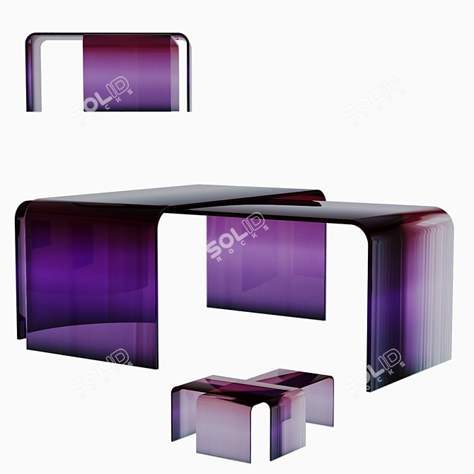 Colorful Gradient Glass Tables 3D model image 5