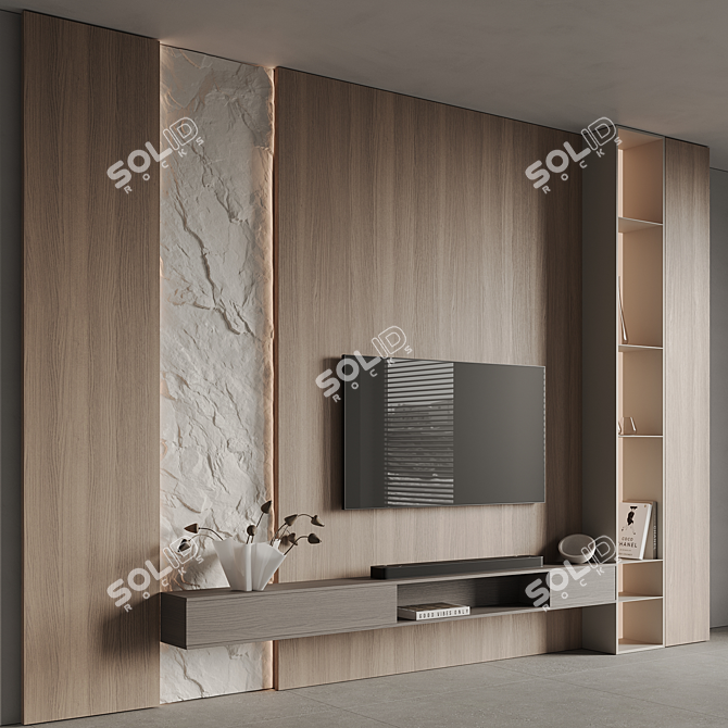 Modern TV Wall Design Kit 3D model image 1