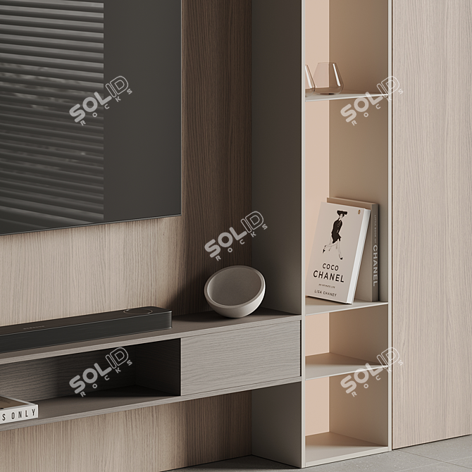 Modern TV Wall Design Kit 3D model image 3