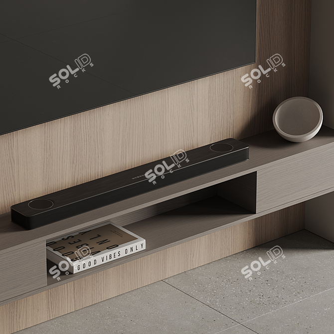 Modern TV Wall Design Kit 3D model image 4