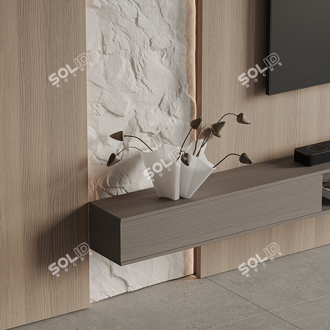 Modern TV Wall Design Kit 3D model image 5