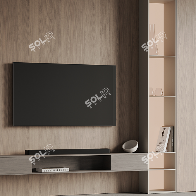 Modern TV Wall Design Kit 3D model image 6