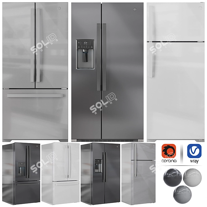 GE Refrigerator Bundle, Multiple Models 3D model image 1