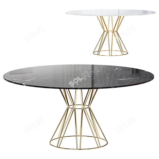 Modern Porcelain Round Steel Table 3D model image 1