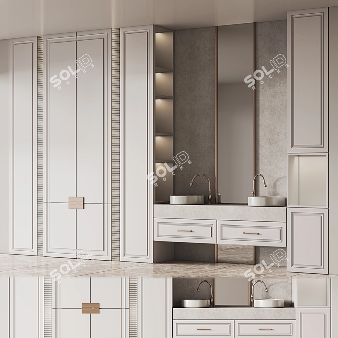 Modern Bathroom Furniture Set 19 3D model image 2