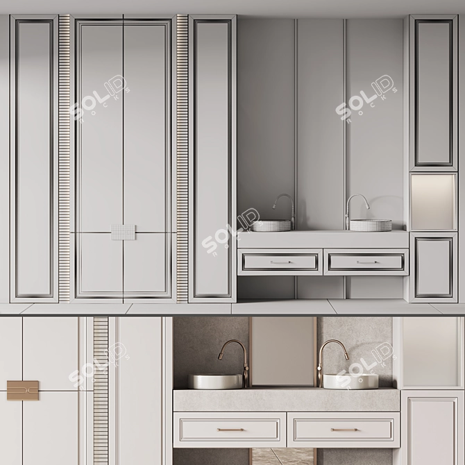 Modern Bathroom Furniture Set 19 3D model image 6