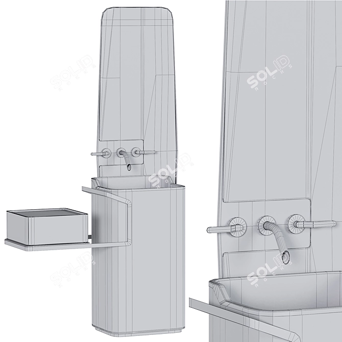 Minimalist Stainless Steel Bathroom Set 3D model image 3