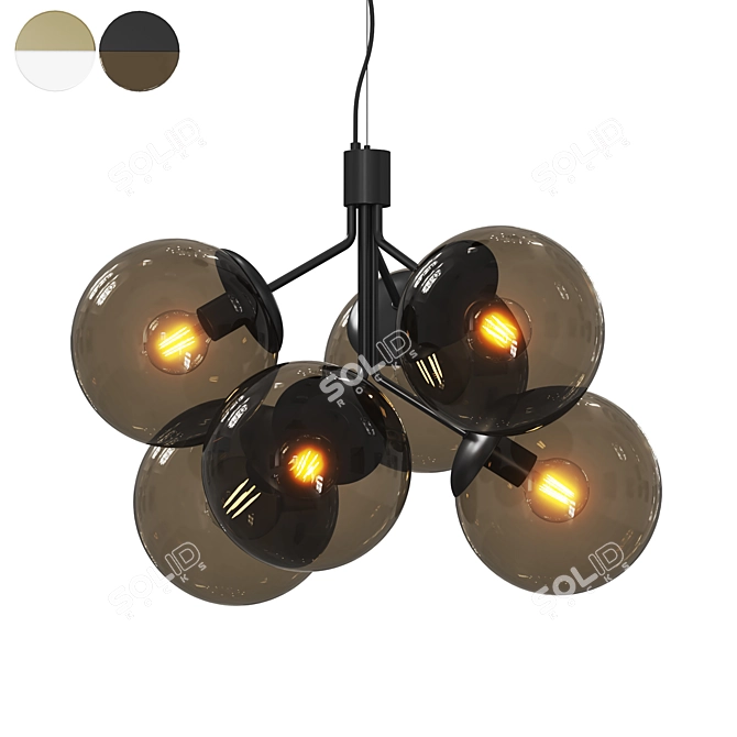 Modern 6-Light Pendant Fixture 3D model image 1