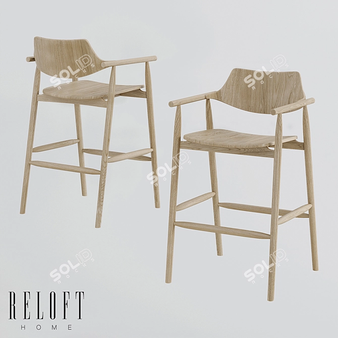 Monk Bar Stool in Millimeters 3D model image 2