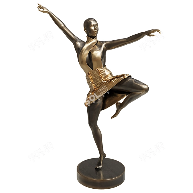 Golden Girl Dance Sculpture 3D model image 1