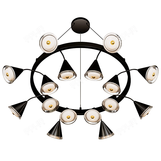 Modern Designer DYAD Chandelier 3D model image 2