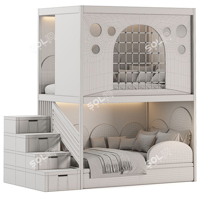 Stylish Kids Bedroom Furniture Set 3D model image 6