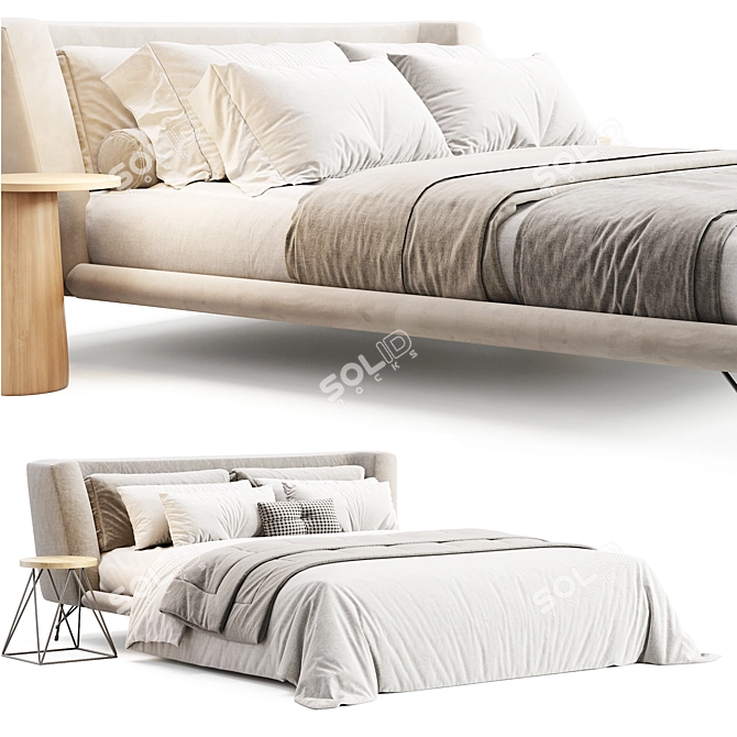 Italian Designer Lennox Bed 3D model image 1