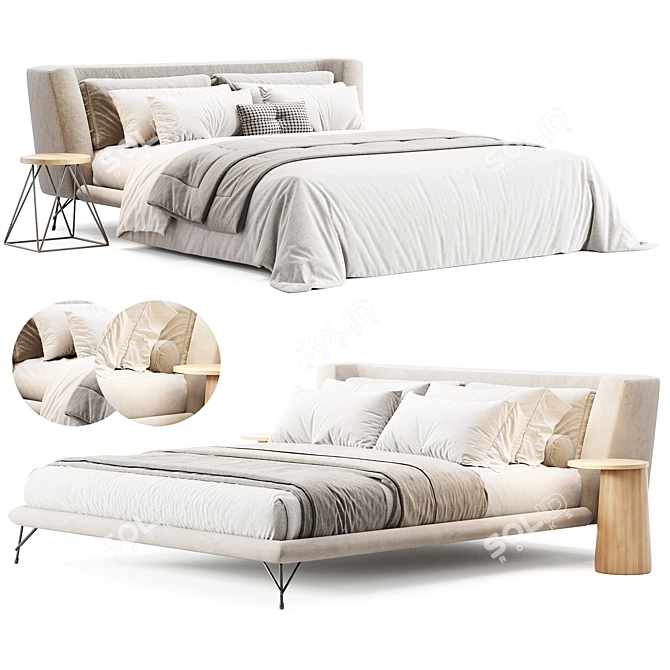 Italian Designer Lennox Bed 3D model image 2