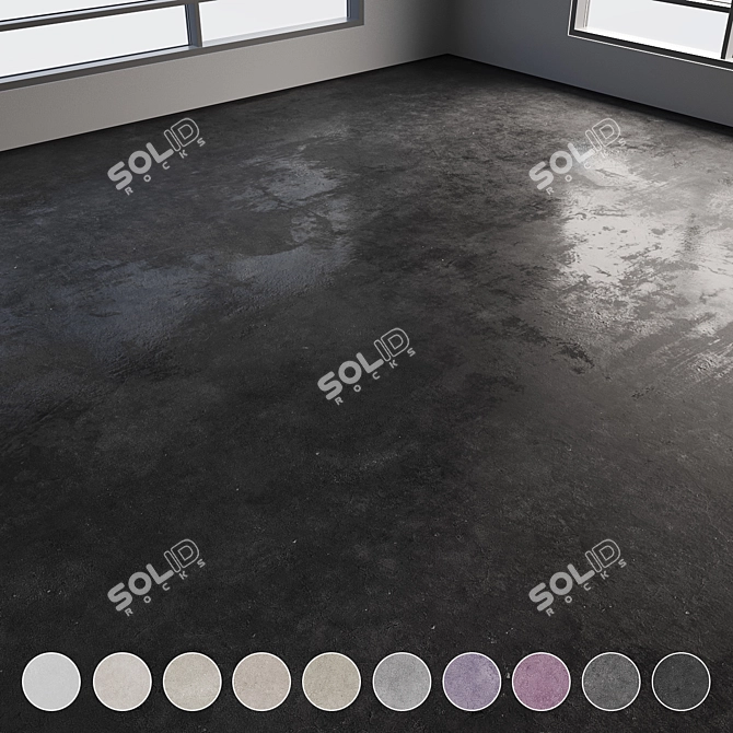 Polished Concrete Floor Texture Kit 3D model image 1