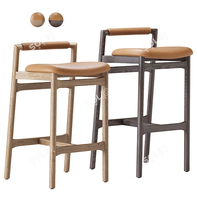 Sleek Baden Barstool by Four Hands 3D model image 1