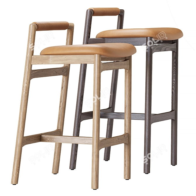 Sleek Baden Barstool by Four Hands 3D model image 2