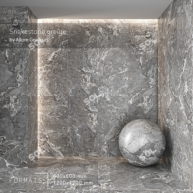 Snakestone Grey Floor Tile Collection 3D model image 1