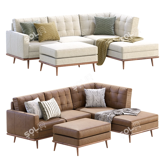 Isaac Modern Leather Sectional Set 3D model image 1