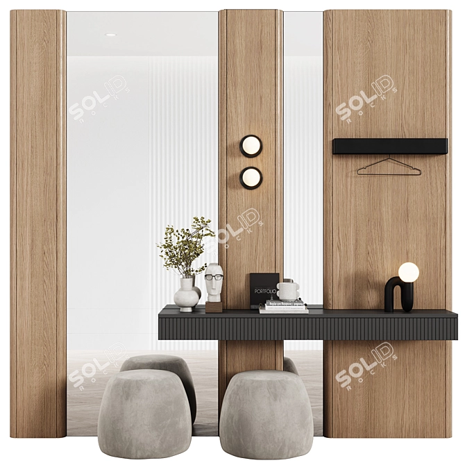 Modern Minimalist Modular Entryway 3D model image 2