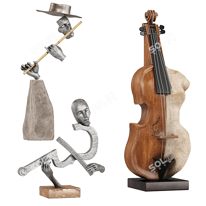 Music & Human Sculpture Trio 3D model image 2