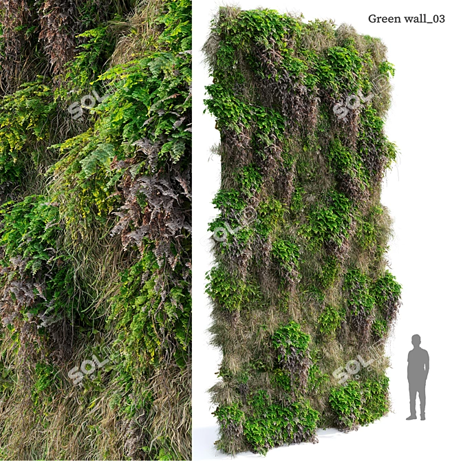  Versatile Green Wall Panel 3D model image 1