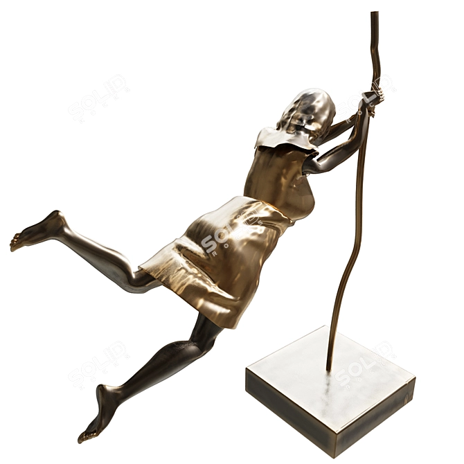 Elegant Girl Jumping Sculpture 3D model image 3