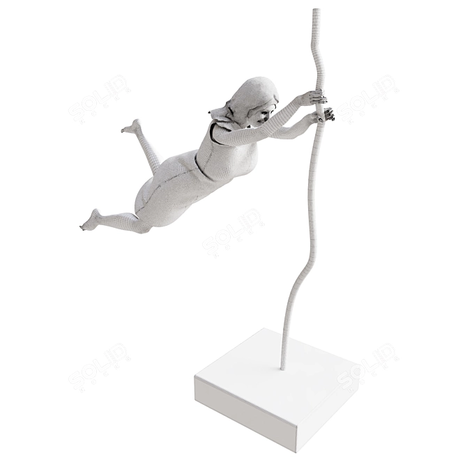 Elegant Girl Jumping Sculpture 3D model image 5