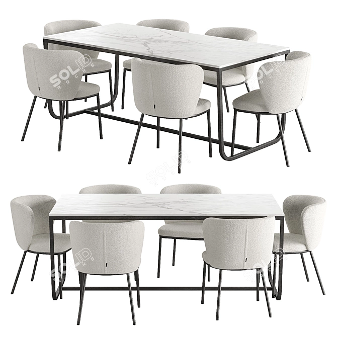 Modern Nordic Dining Set with Cisilia Chair 3D model image 1