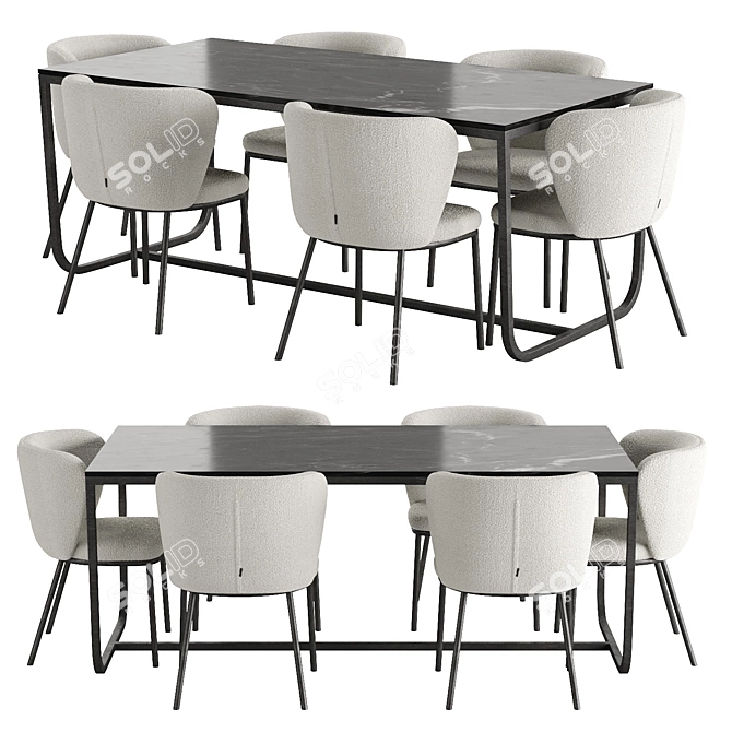 Modern Nordic Dining Set with Cisilia Chair 3D model image 2