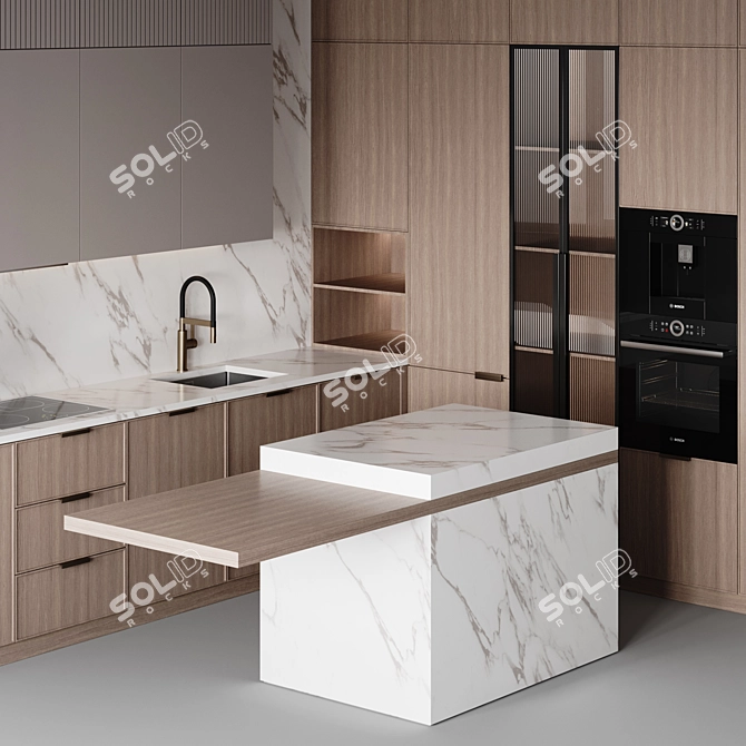 Flexible modern kitchen design 3D model image 5