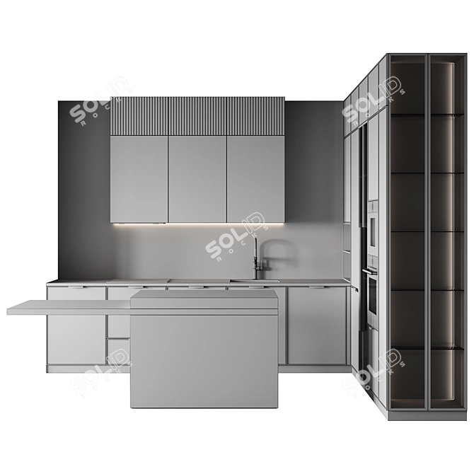 Flexible modern kitchen design 3D model image 7