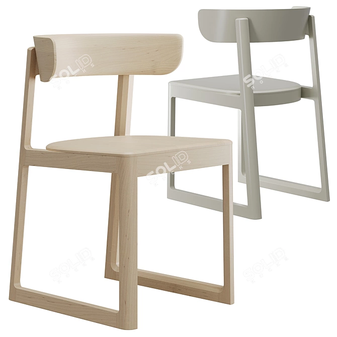 Scandinavian Flair Wooden Chair 3D model image 1