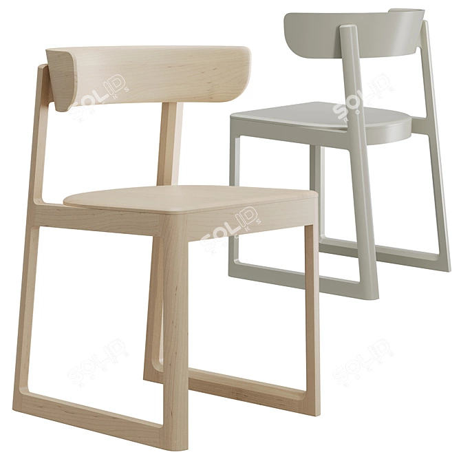 Scandinavian Flair Wooden Chair 3D model image 11