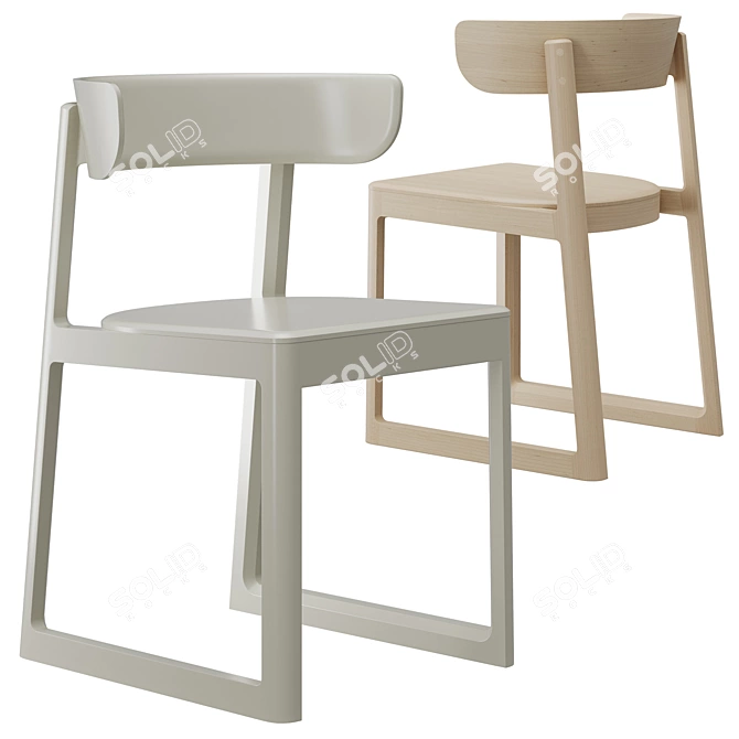 Scandinavian Flair Wooden Chair 3D model image 12