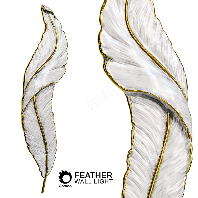 Ethereal Feather Wall Light 3D model image 1